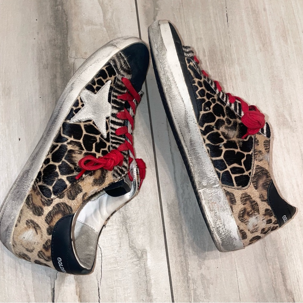 Golden Goose Animalier leopard zebra animal fur shoes 38 7 8 - Picture 3 of 13